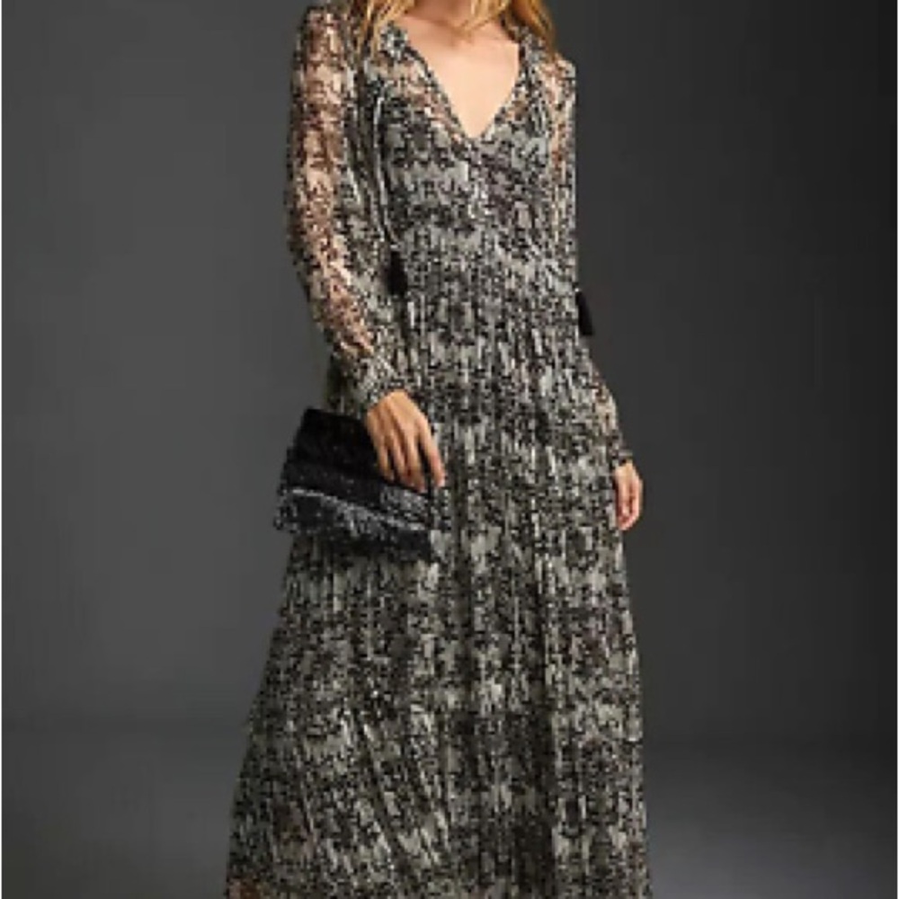 Anthropologie Black and White Maxi Dress